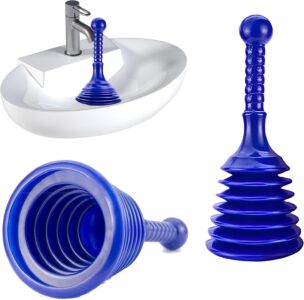 Toilet Plunger for Drains and Sinks | Powerful PVC Sink Plungers for Unblocking | Quick & Effective Toilet Unblocker & Drain Plunger Tool for Kitchen, Bathroom & Shower | Compact and Reusable