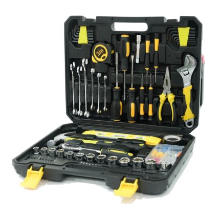 AR Easy Buy 108-Piece Household Tool Kit for DIY & Home Repair – Claw Hammer, Adjustable Wrench, Ratchet Wrench, Screwdrivers, Sockets, Pliers, and More in Portable Storage Case