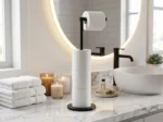 Free-Standing Toilet Roll Holder – Stainless Steel, Black - Image 4