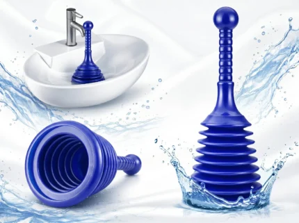 Toilet Plunger for Drains & Sinks High Pressure PVC Drain Unblocker Tool, Blue Plunger, Grey Plunger, Black Plunger