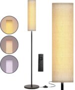 AR Easy Buy Vertical Floor Lamps for Living Room, Moden Standing Lamp with 3 Color Temperatures, Beige Lampshade & Foot Switch, Standard Corner Lamp for...