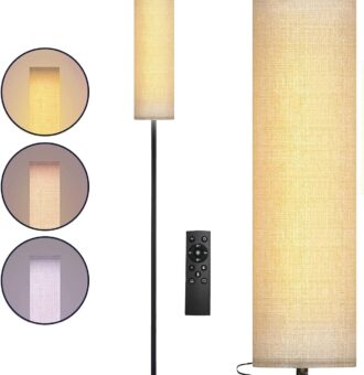 AR Easy Buy Vertical Floor Lamps for Living Room, Moden Standing Lamp with 3 Color Temperatures, Beige Lampshade & Foot Switch, Standard Corner Lamp for...