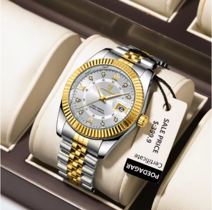 POEDAGAR Luxury Business Men Wristwatch Waterproof Luminous Date Military Man Watch Stainless Steel Fashion Men's Quartz Watches