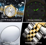 POEDAGAR Luxury Business Men Wristwatch Waterproof Luminous Date Military Man Watch Stainless Steel Fashion Men's Quartz Watches
