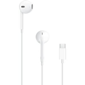 Apple EarPods USB-C wired earphones white with USB-C connector – full set view, UK