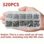 320Pcs M2-M5 Metric Nuts Bolts Washers Kit