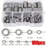 180Pcs Stainless Steel Flat Washers M2-M10 Hardware Kit
