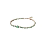 Rose gold plated tennis bracelet with green round centre stone and green crystals