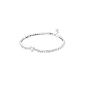 Sparkling heart tennis bracelet in sterling silver with clear cubic zirconia stones