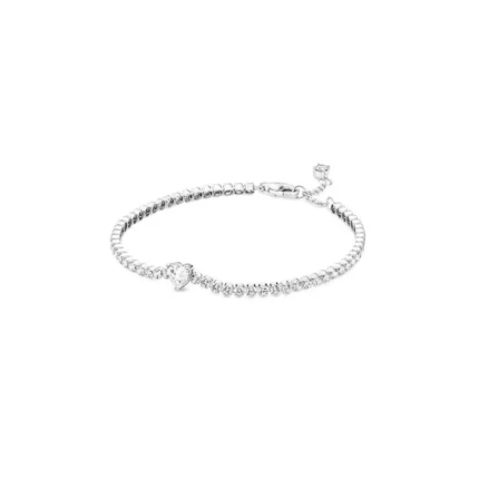 Sparkling heart tennis bracelet in sterling silver with clear cubic zirconia stones